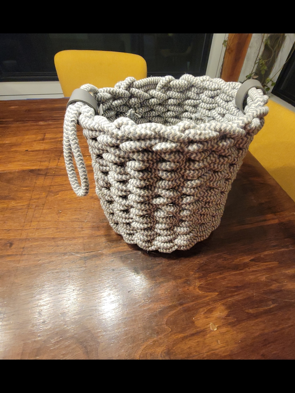 Project 62 Gray Chunked Rope Storage Basket with Loop Handles